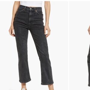 Re/done 70s crop bootcut jeans stoned noir black size 27